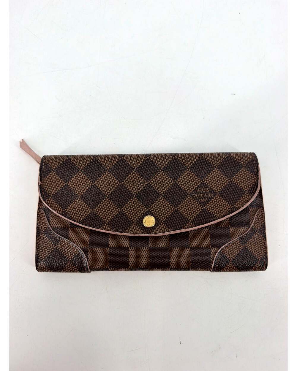 Louis Vuitton Damier Ebene Long Flap Wallet Rose Ballerine Pink